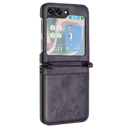 For Samsung Galaxy Z Flip6 5G Case Butterfly Flower Imprinted Leather Phone Cover