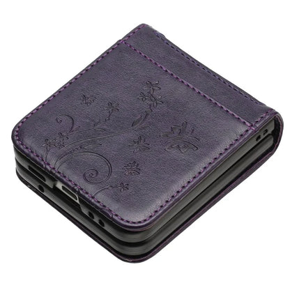 For Samsung Galaxy Z Flip6 5G Case Butterfly Flower Imprinted Leather Phone Cover