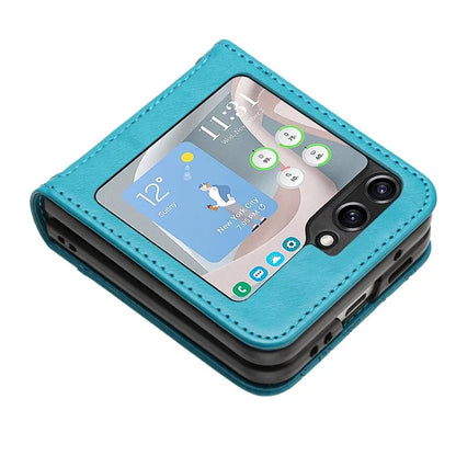 For Samsung Galaxy Z Flip6 5G Case Butterfly Flower Imprinted Leather Phone Cover