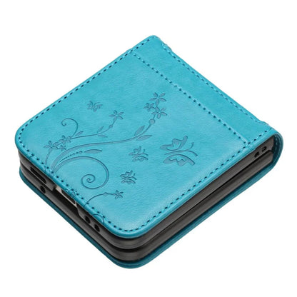 For Samsung Galaxy Z Flip6 5G Case Butterfly Flower Imprinted Leather Phone Cover