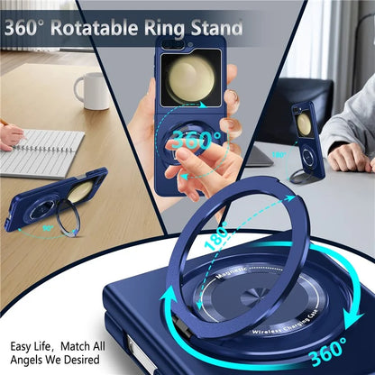 For Samsung Galaxy Z Flip6 5G Magnetic Case Rotating Kickstand PC Hard Phone Cover