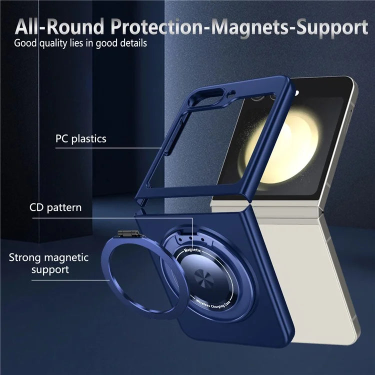 For Samsung Galaxy Z Flip6 5G Magnetic Case Rotating Kickstand PC Hard Phone Cover