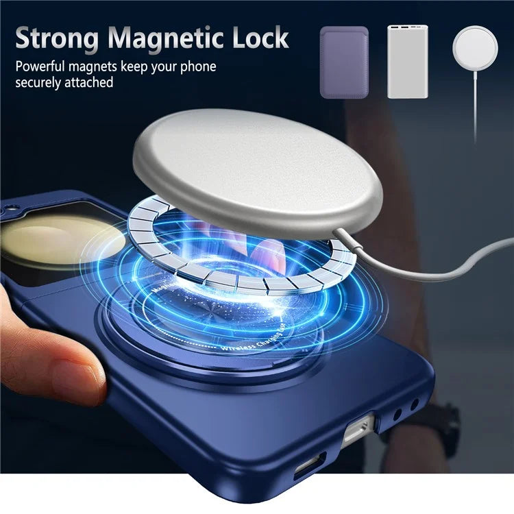For Samsung Galaxy Z Flip6 5G Magnetic Case Rotating Kickstand PC Hard Phone Cover