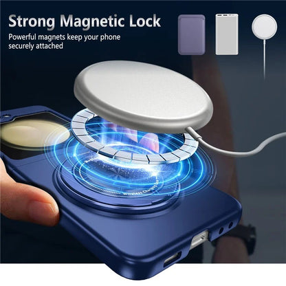 For Samsung Galaxy Z Flip6 5G Magnetic Case Rotating Kickstand PC Hard Phone Cover