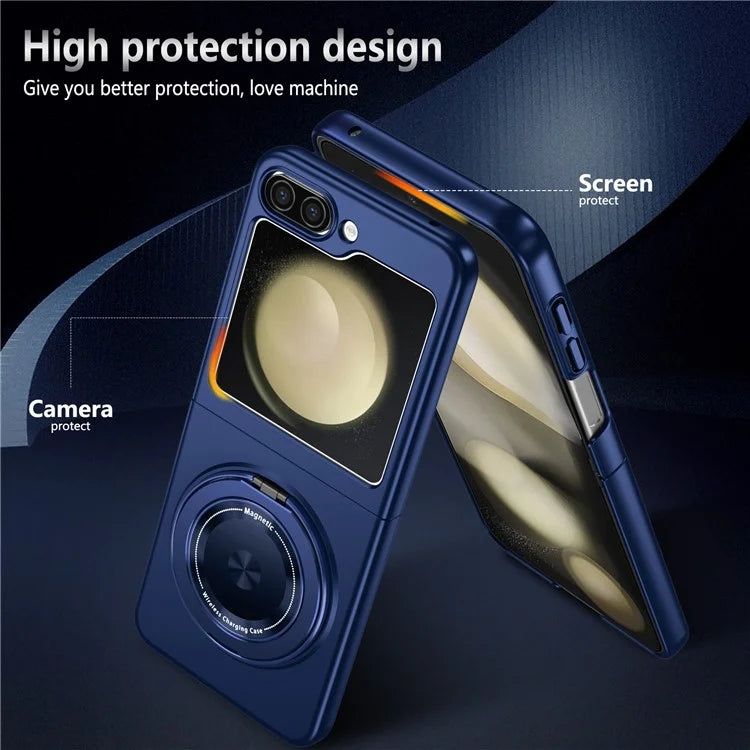 For Samsung Galaxy Z Flip6 5G Magnetic Case Rotating Kickstand PC Hard Phone Cover