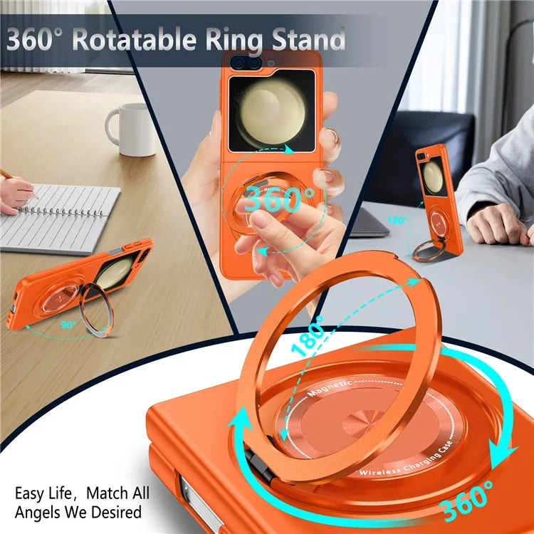 For Samsung Galaxy Z Flip6 5G Magnetic Case Rotating Kickstand PC Hard Phone Cover