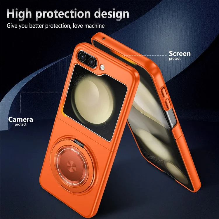 For Samsung Galaxy Z Flip6 5G Magnetic Case Rotating Kickstand PC Hard Phone Cover
