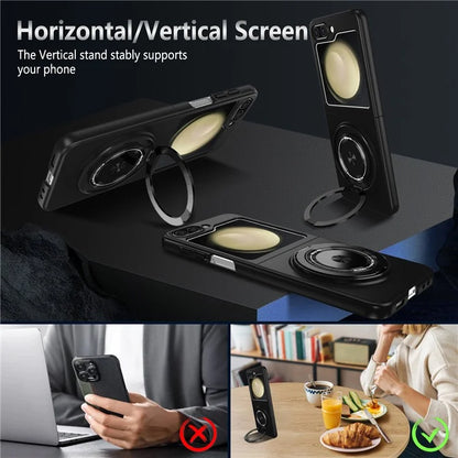 For Samsung Galaxy Z Flip6 5G Magnetic Case Rotating Kickstand PC Hard Phone Cover