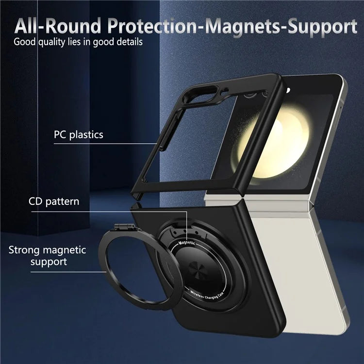 For Samsung Galaxy Z Flip6 5G Magnetic Case Rotating Kickstand PC Hard Phone Cover