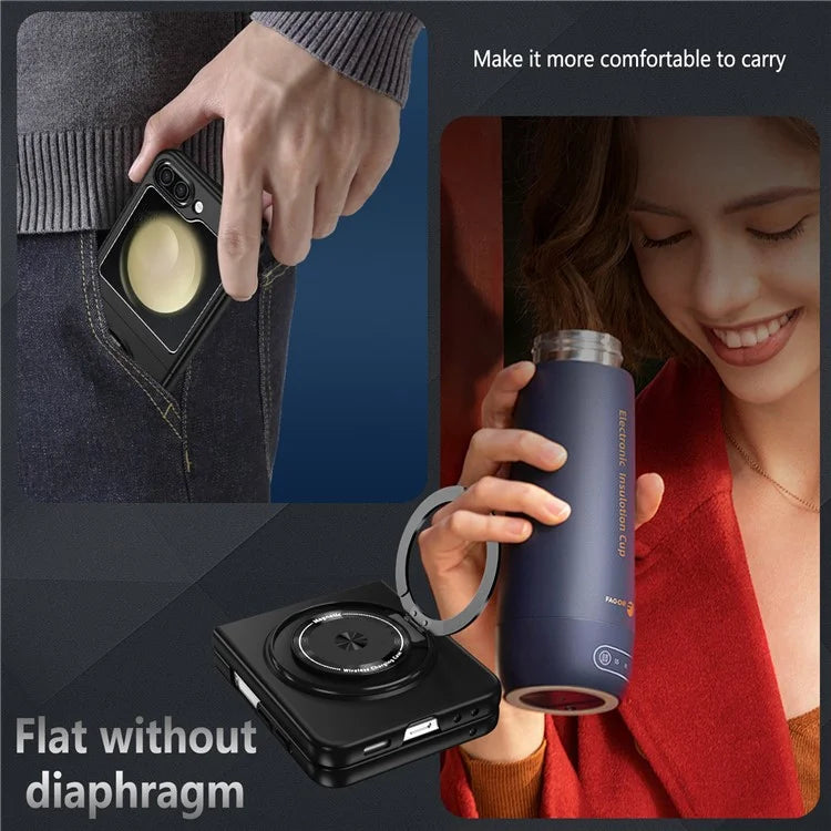 For Samsung Galaxy Z Flip6 5G Magnetic Case Rotating Kickstand PC Hard Phone Cover
