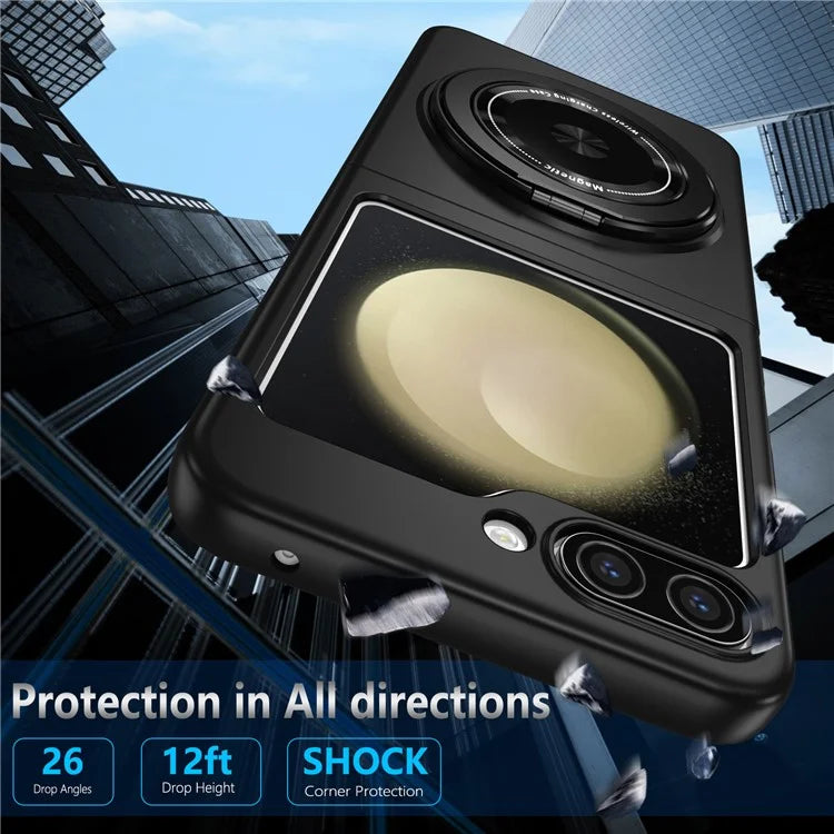 For Samsung Galaxy Z Flip6 5G Magnetic Case Rotating Kickstand PC Hard Phone Cover