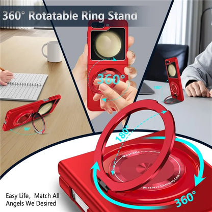 For Samsung Galaxy Z Flip6 5G Magnetic Case Rotating Kickstand PC Hard Phone Cover