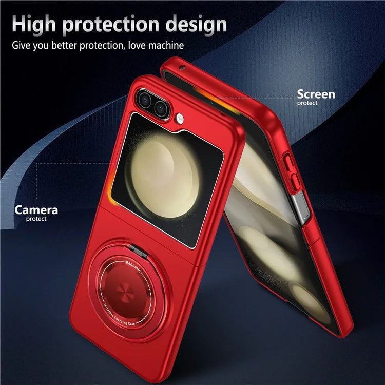For Samsung Galaxy Z Flip6 5G Magnetic Case Rotating Kickstand PC Hard Phone Cover