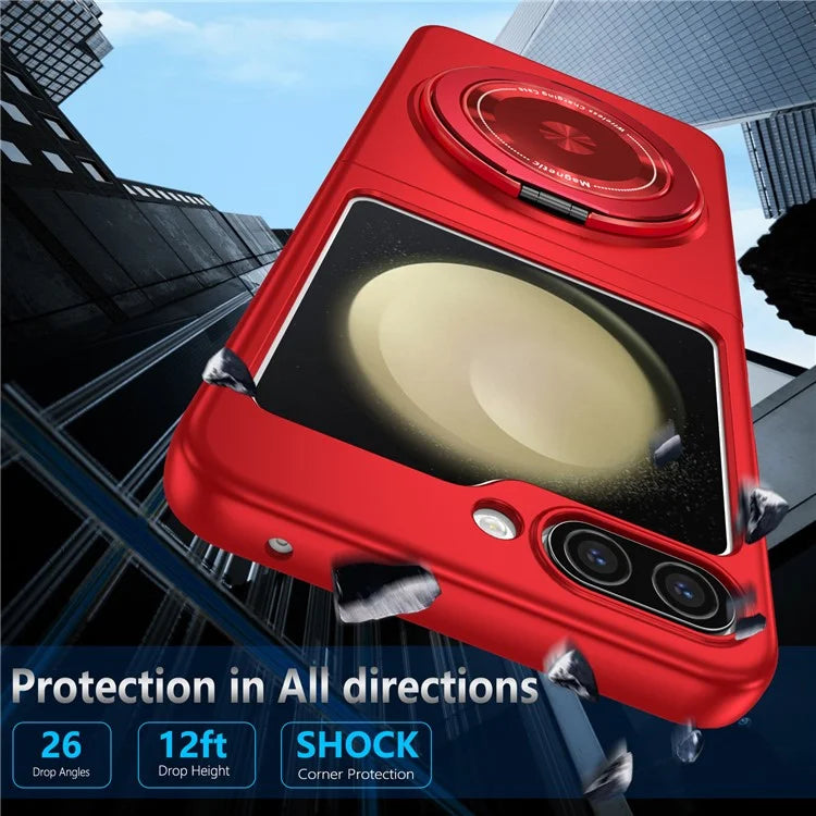 For Samsung Galaxy Z Flip6 5G Magnetic Case Rotating Kickstand PC Hard Phone Cover