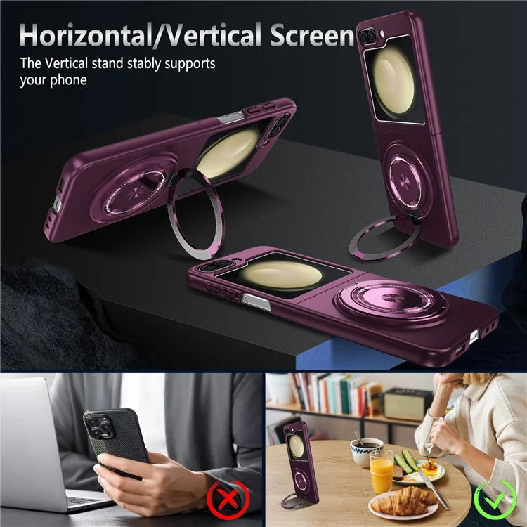 For Samsung Galaxy Z Flip6 5G Magnetic Case Rotating Kickstand PC Hard Phone Cover