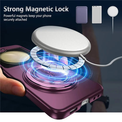 For Samsung Galaxy Z Flip6 5G Magnetic Case Rotating Kickstand PC Hard Phone Cover