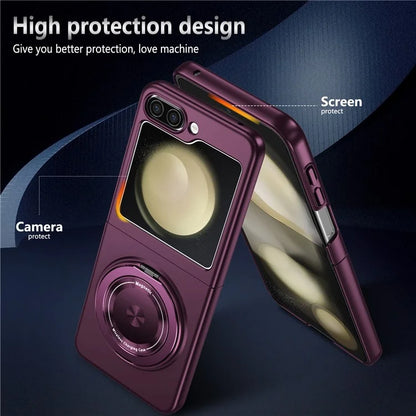 For Samsung Galaxy Z Flip6 5G Magnetic Case Rotating Kickstand PC Hard Phone Cover