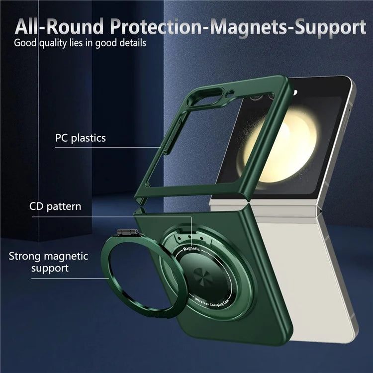 For Samsung Galaxy Z Flip6 5G Magnetic Case Rotating Kickstand PC Hard Phone Cover