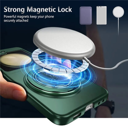 For Samsung Galaxy Z Flip6 5G Magnetic Case Rotating Kickstand PC Hard Phone Cover