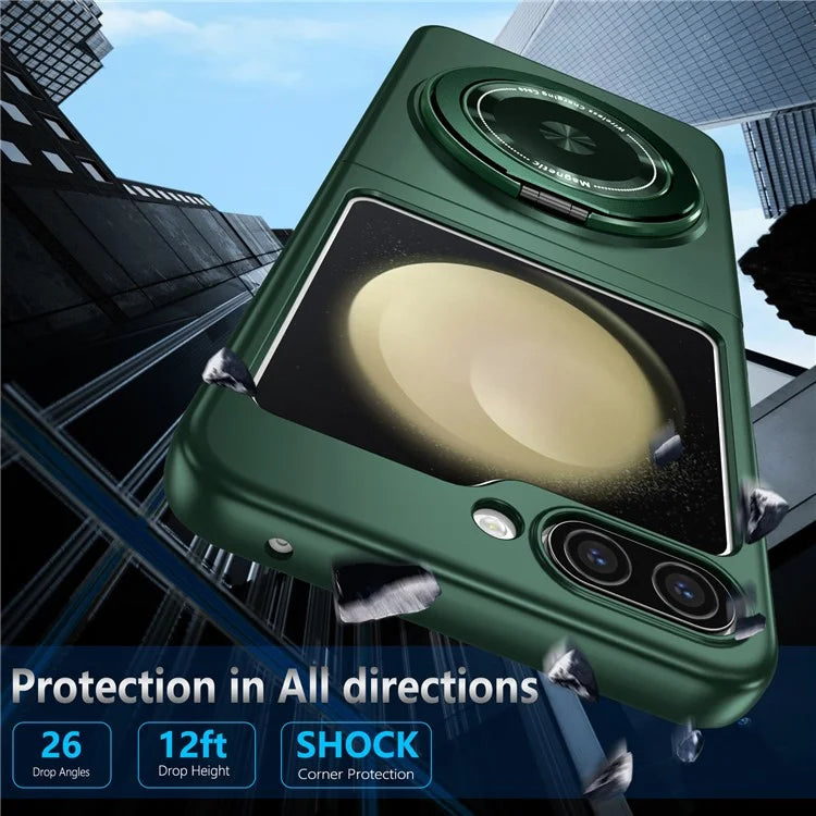 For Samsung Galaxy Z Flip6 5G Magnetic Case Rotating Kickstand PC Hard Phone Cover