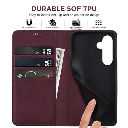 For Samsung Galaxy S24 FE Case Leather RFID Blocking Wallet Phone Cover