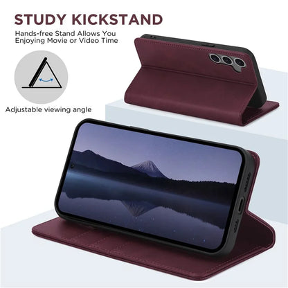 For Samsung Galaxy S24 FE Case Leather RFID Blocking Wallet Phone Cover