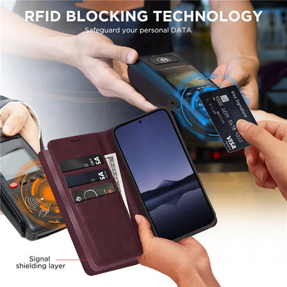 For Samsung Galaxy S24 FE Case Leather RFID Blocking Wallet Phone Cover