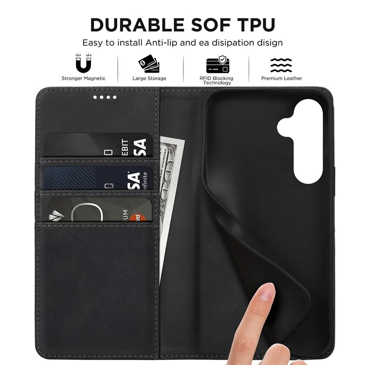 For Samsung Galaxy S24 FE Case Leather RFID Blocking Wallet Phone Cover