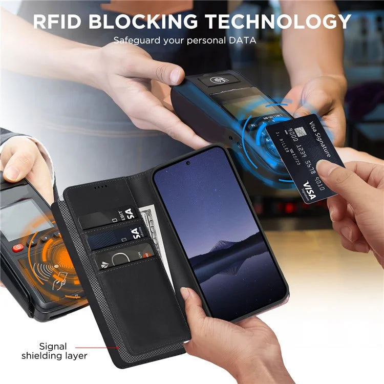 For Samsung Galaxy S24 FE Case Leather RFID Blocking Wallet Phone Cover