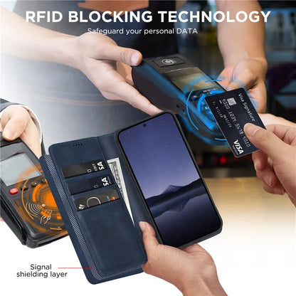 For Samsung Galaxy S24 FE Case Leather RFID Blocking Wallet Phone Cover