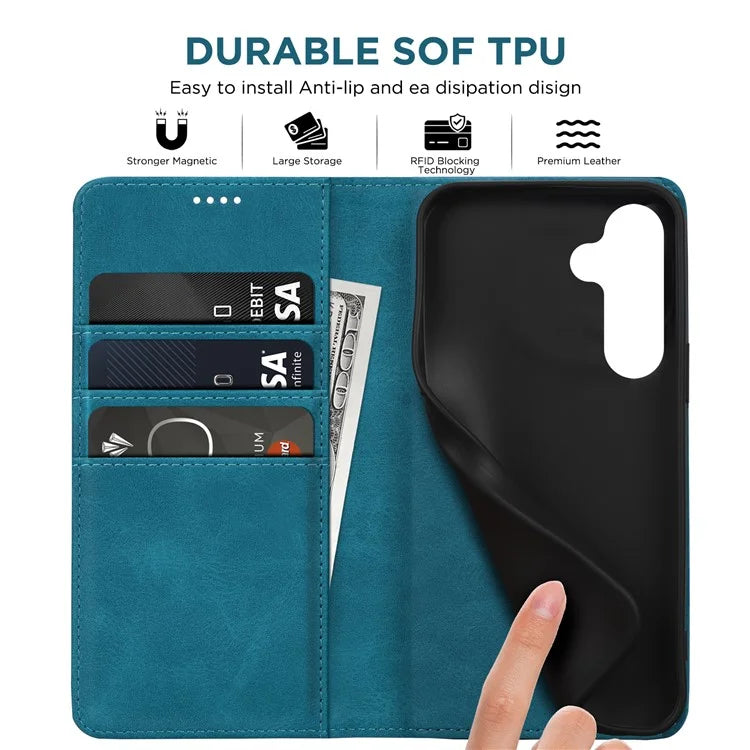 For Samsung Galaxy S24 FE Case Leather RFID Blocking Wallet Phone Cover