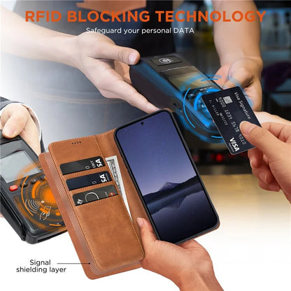 For Samsung Galaxy S24 FE Case Leather RFID Blocking Wallet Phone Cover
