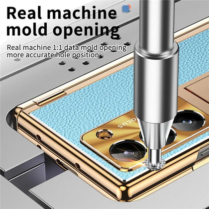 For Samsung Galaxy Z Fold6 5G PU Leather+Aluminum Alloy Kickstand Cover Folding Phone Case with Pen  /  Pen Slot