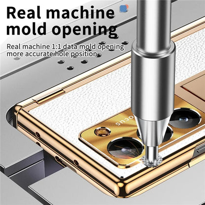 For Samsung Galaxy Z Fold6 5G PU Leather+Aluminum Alloy Kickstand Cover Folding Phone Case with Pen  /  Pen Slot