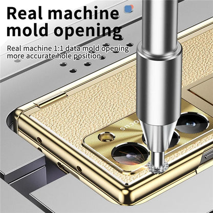 For Samsung Galaxy Z Fold6 5G PU Leather+Aluminum Alloy Kickstand Cover Folding Phone Case with Pen  /  Pen Slot
