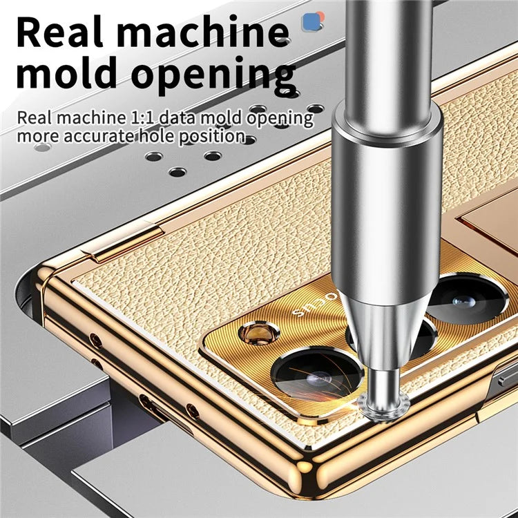 For Samsung Galaxy Z Fold6 5G PU Leather+Aluminum Alloy Kickstand Cover Folding Phone Case with Pen  /  Pen Slot