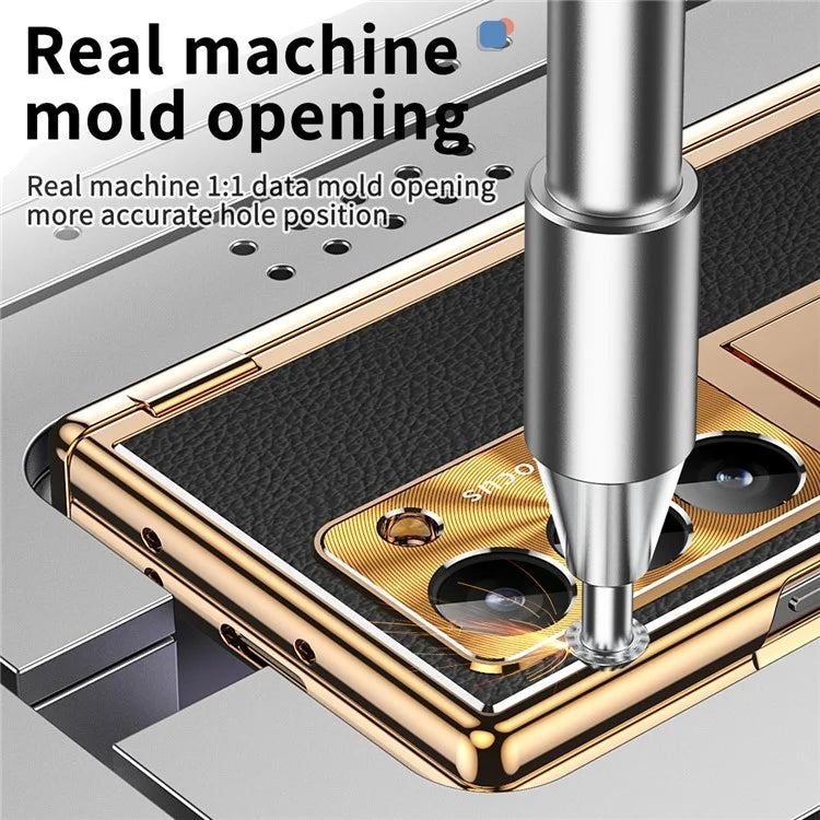 For Samsung Galaxy Z Fold6 5G PU Leather+Aluminum Alloy Kickstand Cover Folding Phone Case with Pen  /  Pen Slot