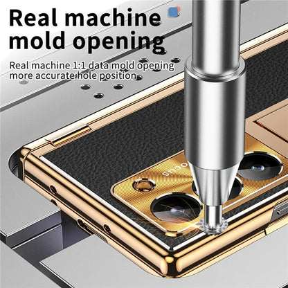 For Samsung Galaxy Z Fold6 5G PU Leather+Aluminum Alloy Kickstand Cover Folding Phone Case with Pen  /  Pen Slot