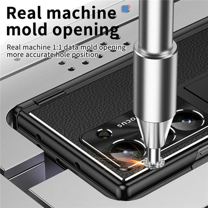 For Samsung Galaxy Z Fold6 5G PU Leather+Aluminum Alloy Kickstand Cover Folding Phone Case with Pen  /  Pen Slot