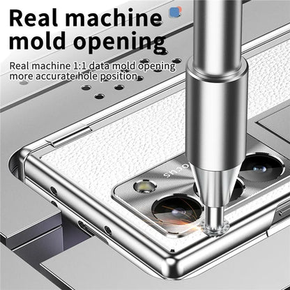 For Samsung Galaxy Z Fold6 5G PU Leather+Aluminum Alloy Kickstand Cover Folding Phone Case with Pen  /  Pen Slot