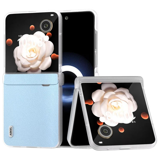 ABEEL For Honor Magic V Flip 5G Case Hinge Design Matte Genuine Cow Leather+PC Phone Cover