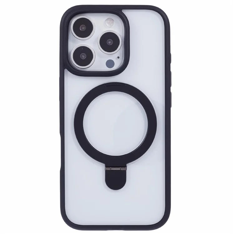 For iPhone 16 Pro Max Case Shockproof PC+TPU Phone Cover Invisible Ring Kickstand