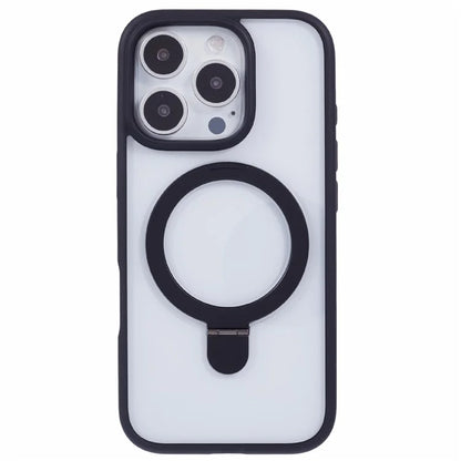 For iPhone 16 Pro Max Case Shockproof PC+TPU Phone Cover Invisible Ring Kickstand