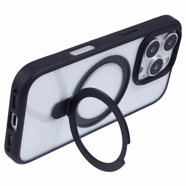 For iPhone 16 Pro Max Case Shockproof PC+TPU Phone Cover Invisible Ring Kickstand