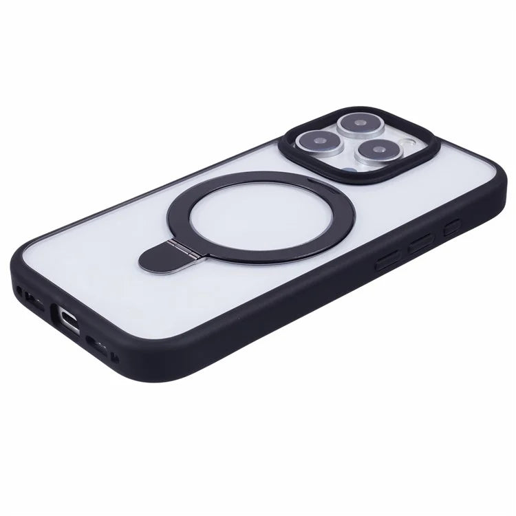 For iPhone 16 Pro Max Case Shockproof PC+TPU Phone Cover Invisible Ring Kickstand