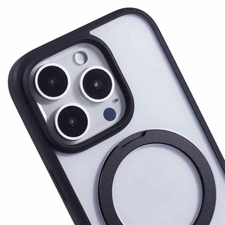 For iPhone 16 Pro Max Case Shockproof PC+TPU Phone Cover Invisible Ring Kickstand