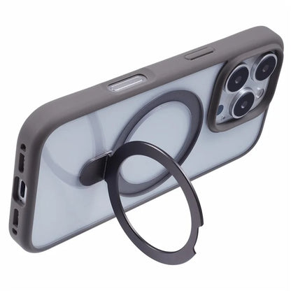 For iPhone 16 Pro Max Case Shockproof PC+TPU Phone Cover Invisible Ring Kickstand