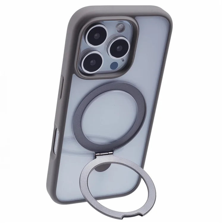 For iPhone 16 Pro Max Case Shockproof PC+TPU Phone Cover Invisible Ring Kickstand