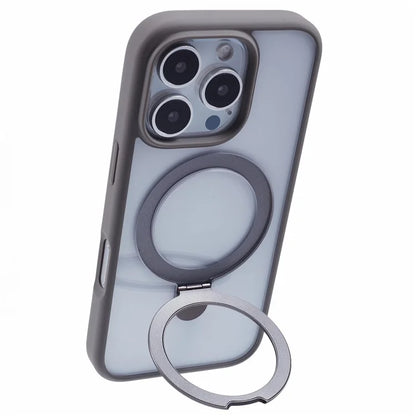 For iPhone 16 Pro Max Case Shockproof PC+TPU Phone Cover Invisible Ring Kickstand