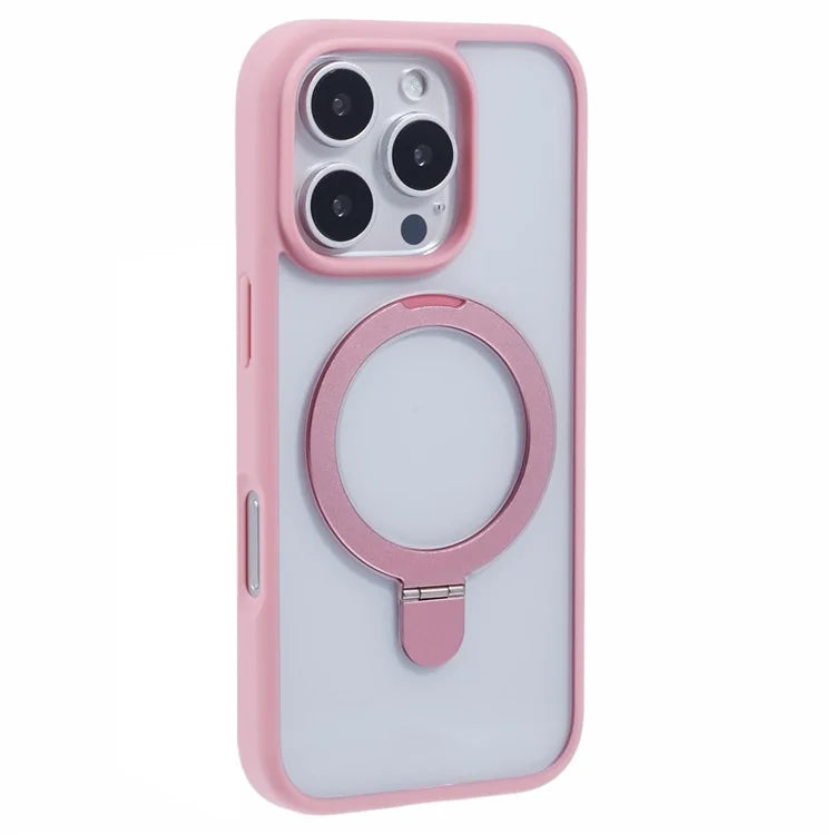 For iPhone 16 Pro Max Case Shockproof PC+TPU Phone Cover Invisible Ring Kickstand